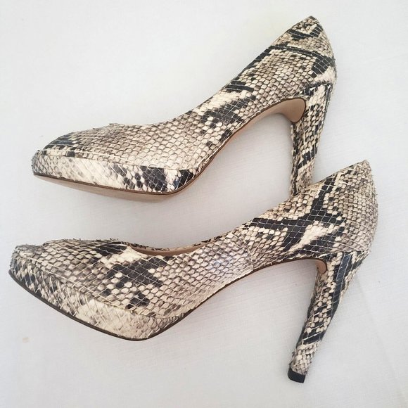 Gastone Lucioli Peep Toe Heels-Python Skin 8.5 - Picture 5 of 8
